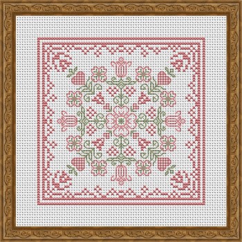 April Hearts Square With Dogwood And Tulips