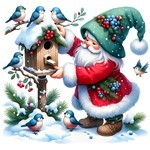 Christmas Father And Birds Magnet