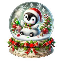 Christmas Penguin Snowball Magnet