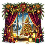 Christmas Window Celebrations Magnet